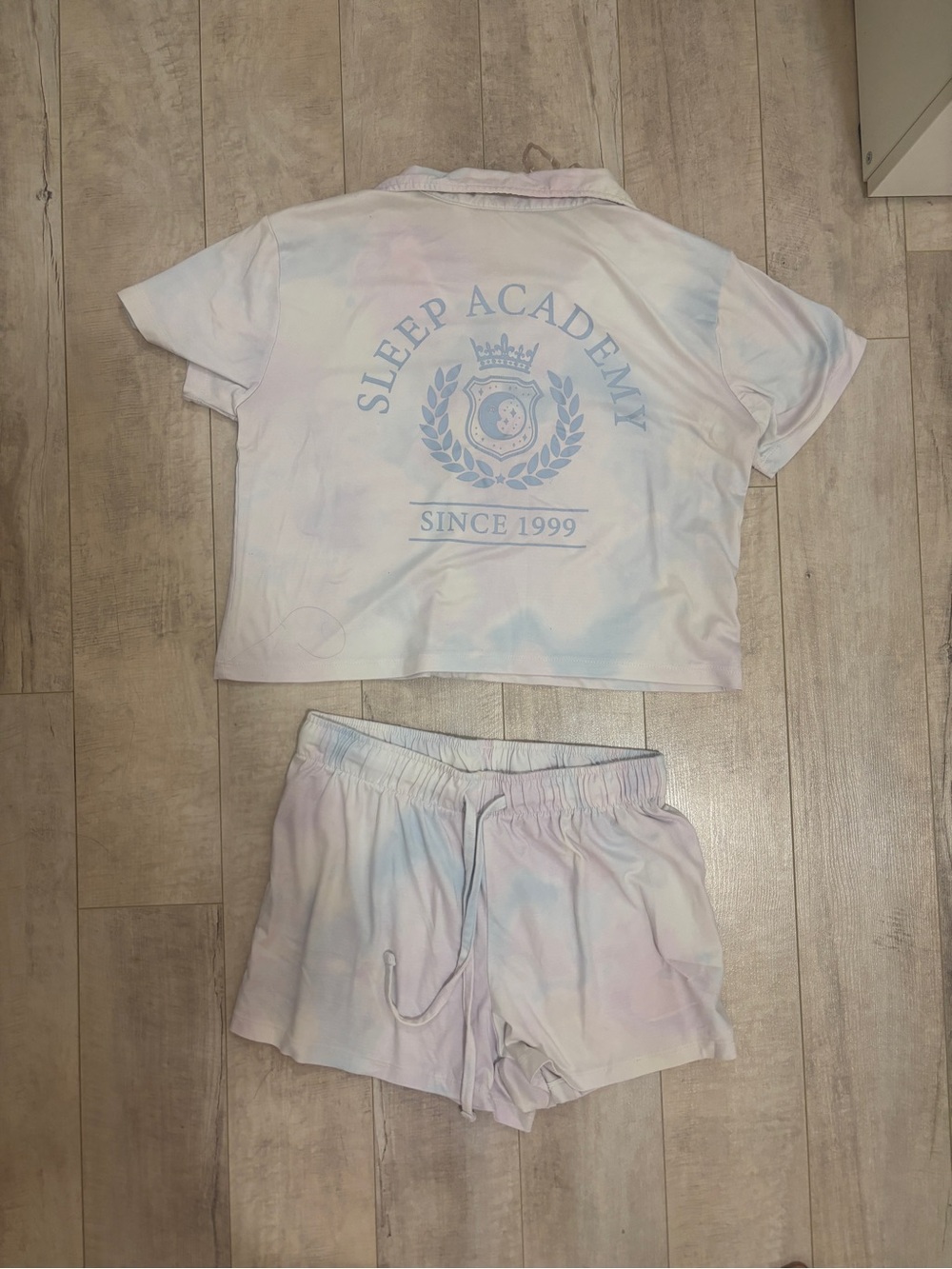 NOBO Pastel Tie-Dye Sleep Academy Pajama Set - Light Blue, Pink